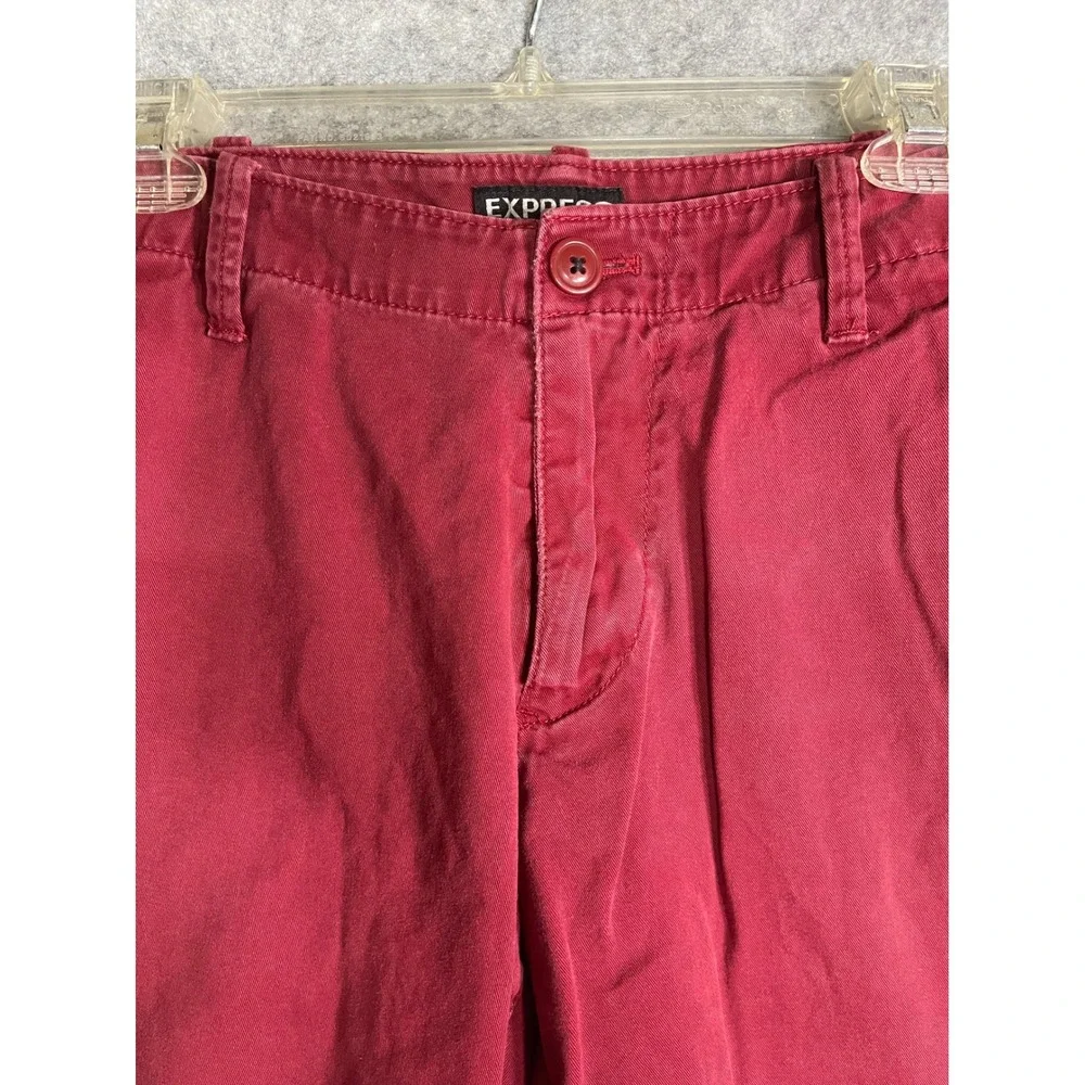 Express Mens Red Chino Shorts Size 30 Cotton Flat Front Casual Twill RN 56285
